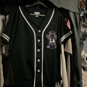 Black Button Down Shirt with White Trim